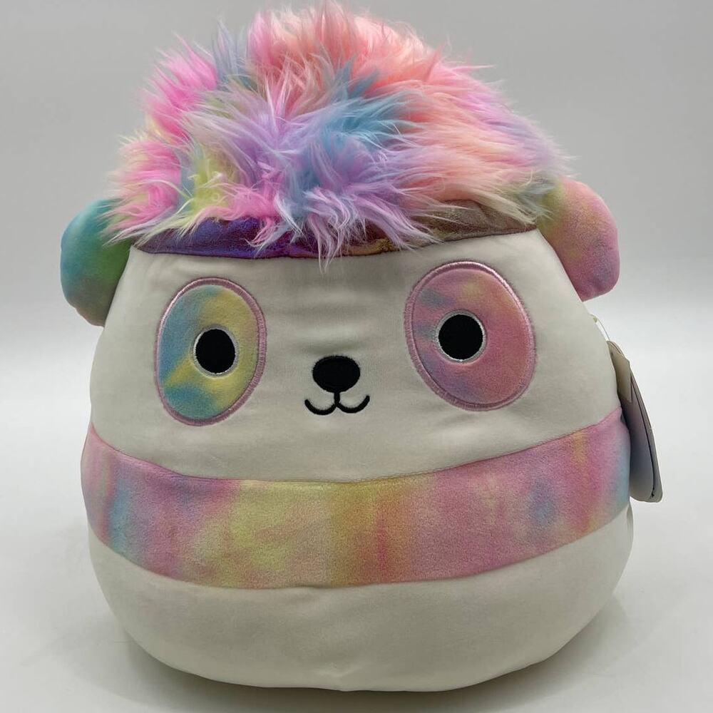 Squishmallows 13 inch Pearson the Rainbow Tie Dye Panda Squishdoos Plush NEW